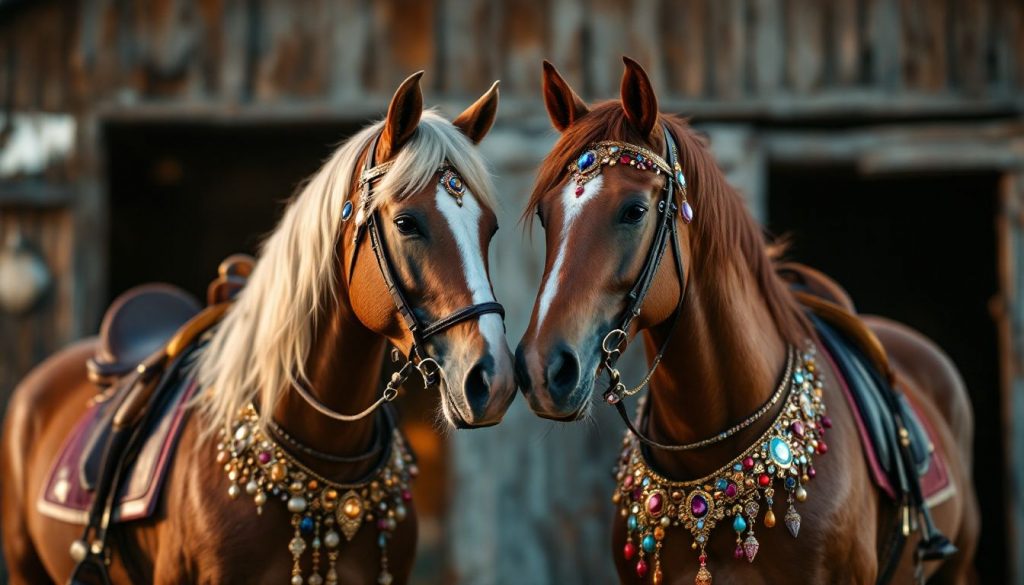 Des chevaux évoluent dans la douce lumière du soir.